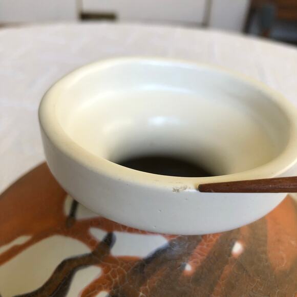 Mid‑Century Royal Haeger “Earth Wrap” crackle bud vase 7" orange brown USA - Picture 10 of 13